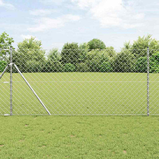 Chain Link Fence with Posts Silver 1.4 x 10 m Steel