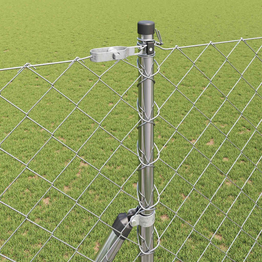 Chain Link Fence with Posts Silver 1.5 x 10 m Steel