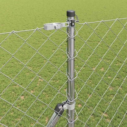 Chain Link Fence with Posts Silver 1.5 x 10 m Steel