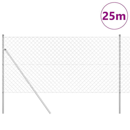 Chain Link Fence with Posts Silver 1.2 x 25 m Steel