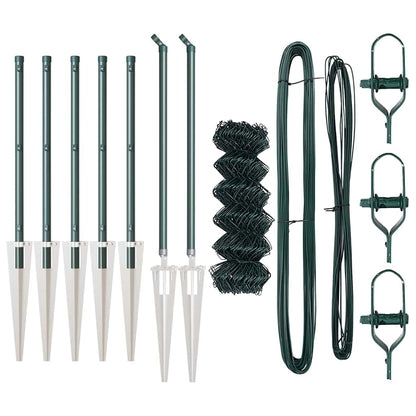 Chain Link Fence with Posts Green 0.6 x 10 m Steel