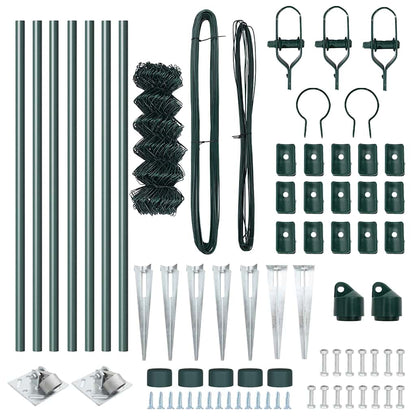 Chain Link Fence with Posts Green 0.8 x 10 m Steel