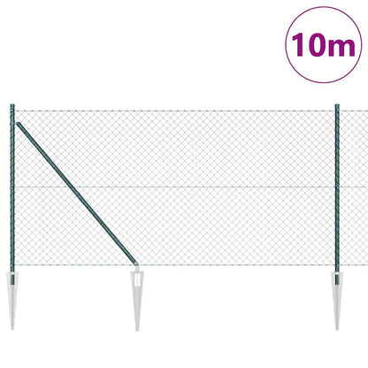 Chain Link Fence with Posts Green 1 x 10 m Steel