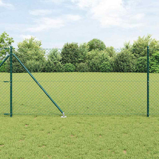 Chain Link Fence with Posts Green 1.2 x 10 m Steel