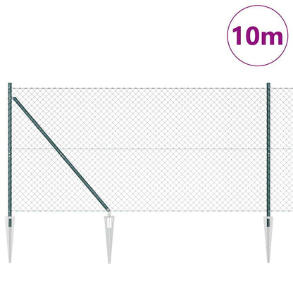 Chain Link Fence with Posts Green 1.2 x 10 m Steel