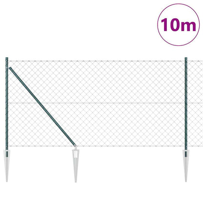 Chain Link Fence with Posts Green 1 x 10 m Steel