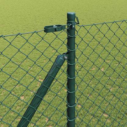 Chain Link Fence with Posts Green 1.5 x 10 m Steel