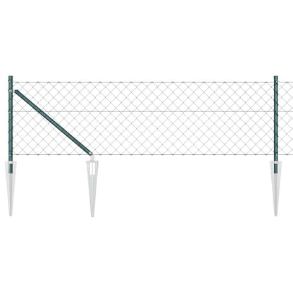 Chain Link Fence with Posts Green 0.8 x 25 m Steel