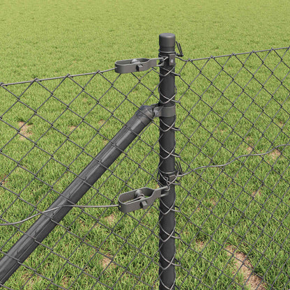 Chain Link Fence with Posts Grey 0.6 x 10 m Steel