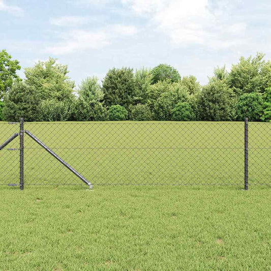 Chain Link Fence with Posts Grey 0.8 x 10 m Steel