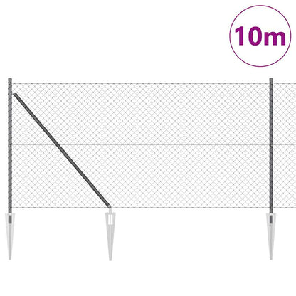 Chain Link Fence with Posts Grey 1 x 10 m Steel