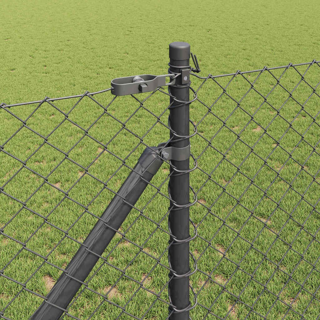 Chain Link Fence with Posts Grey 1.2 x 10 m Steel