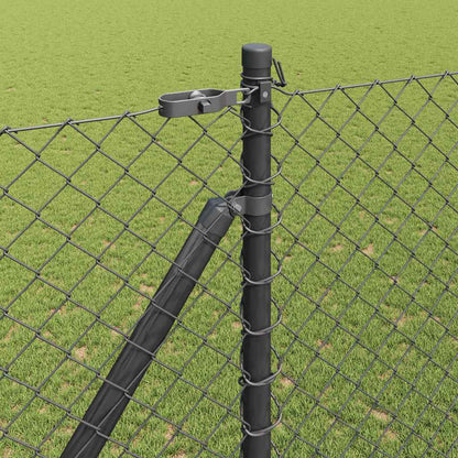 Chain Link Fence with Posts Grey 1.6 x 10 m Steel