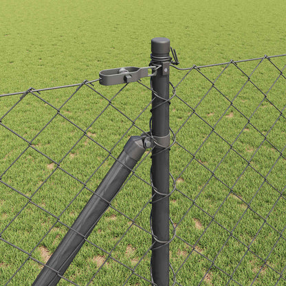 Chain Link Fence with Posts Grey 1.2 x 10 m Steel