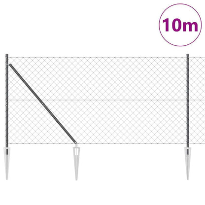 Chain Link Fence with Posts Grey 1.2 x 10 m Steel