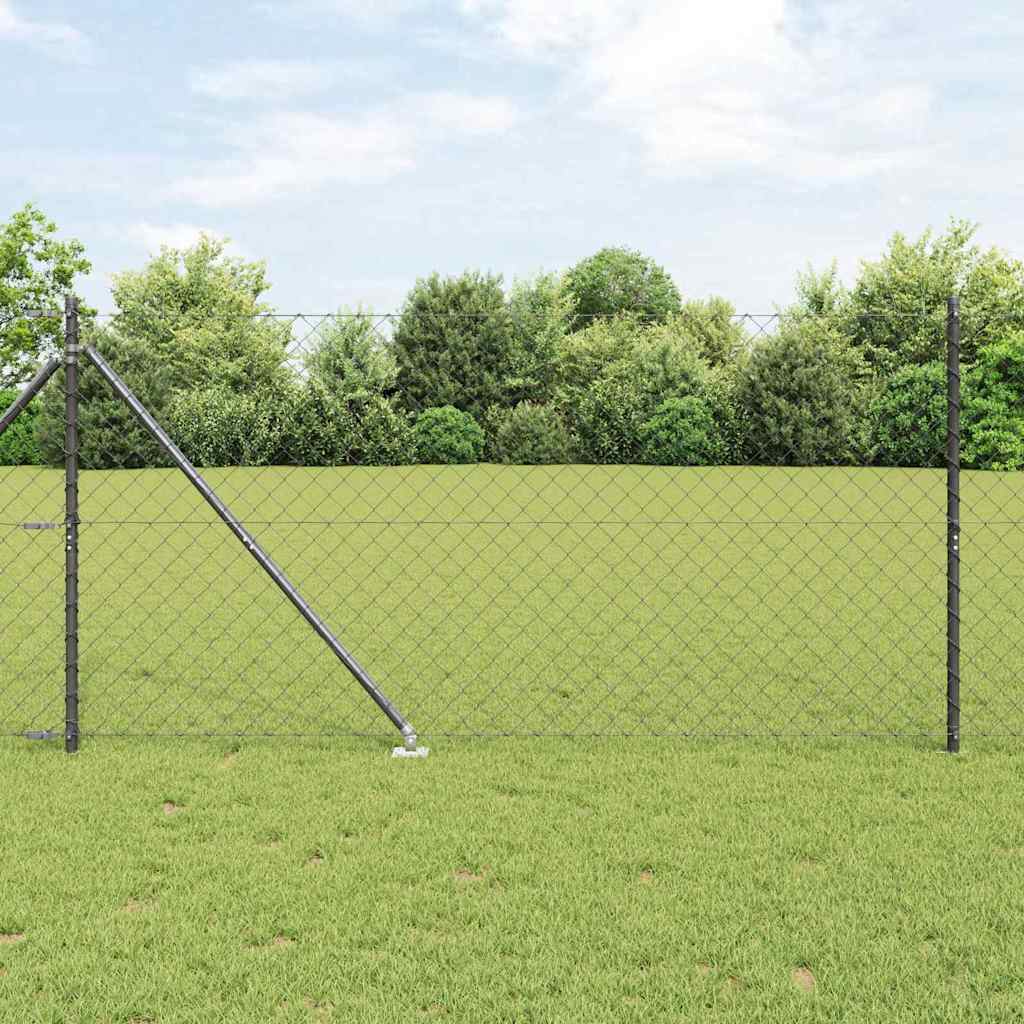 Chain Link Fence with Posts Grey 1.4 x 10 m Steel