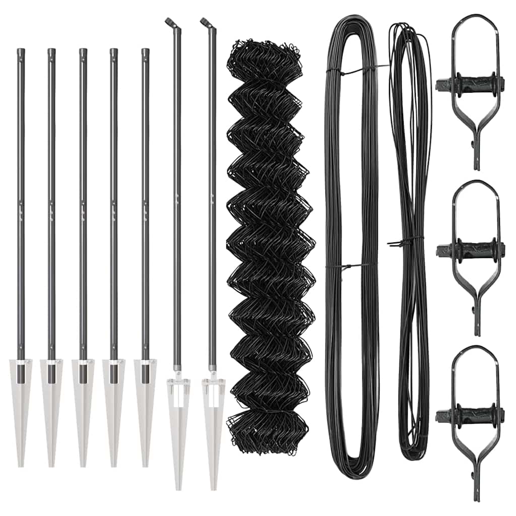 Chain Link Fence with Posts Grey 1.4 x 10 m Steel