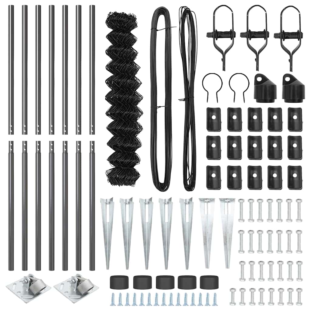 Chain Link Fence with Posts Grey 1.4 x 10 m Steel