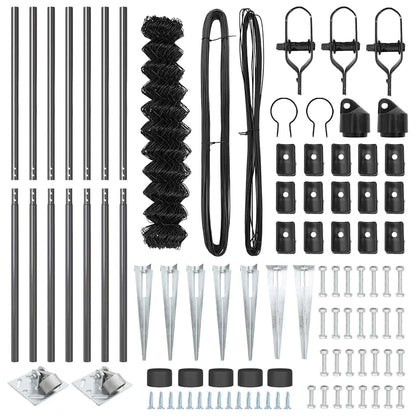 Chain Link Fence with Posts Grey 1.4 x 10 m Steel