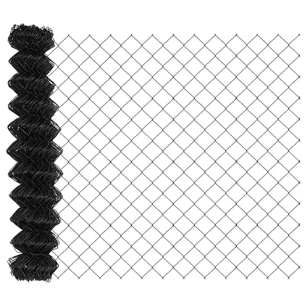 Chain Link Fence with Posts Grey 1.4 x 10 m Steel