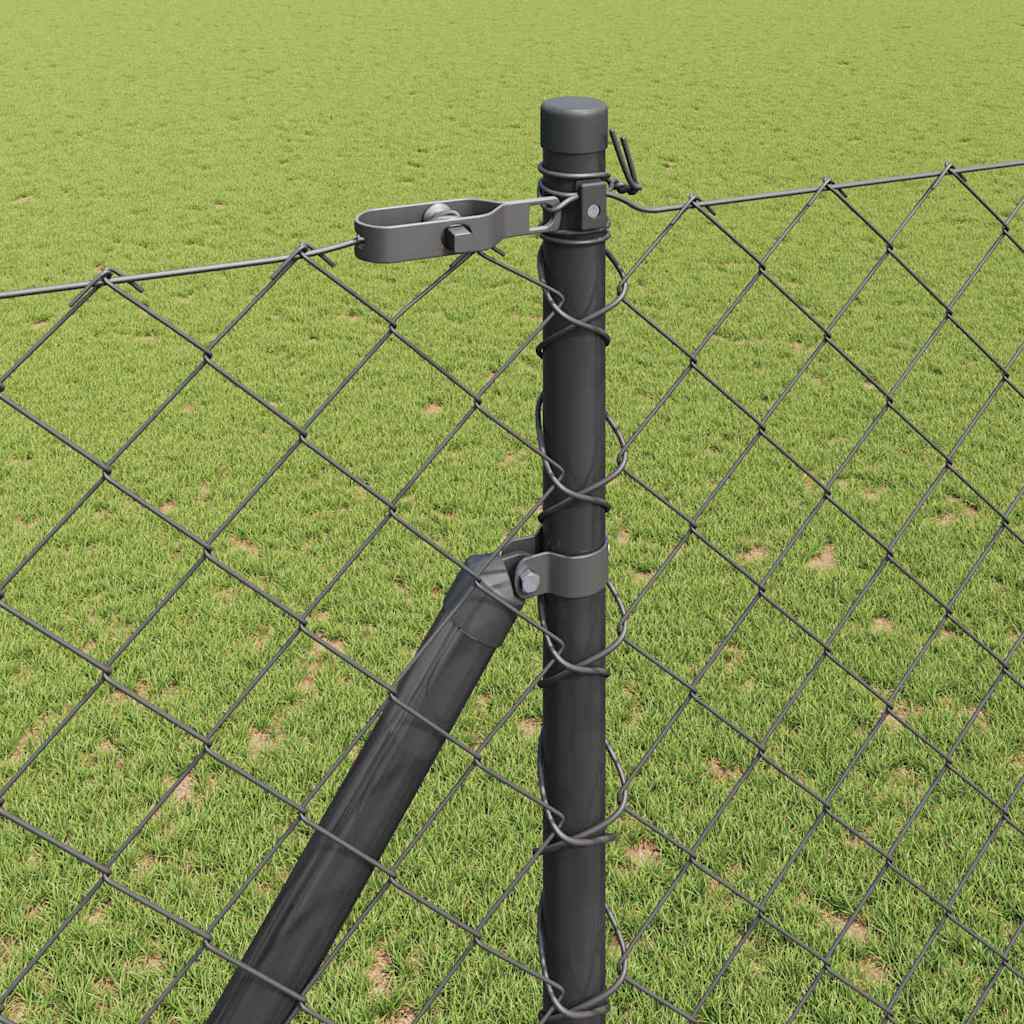 Chain Link Fence with Posts Grey 1.5 x 10 m Steel