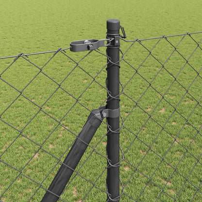 Chain Link Fence with Posts Grey 1.5 x 10 m Steel