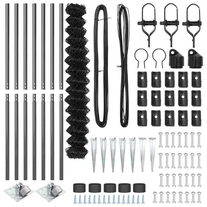 Chain Link Fence with Posts Grey 1.5 x 10 m Steel