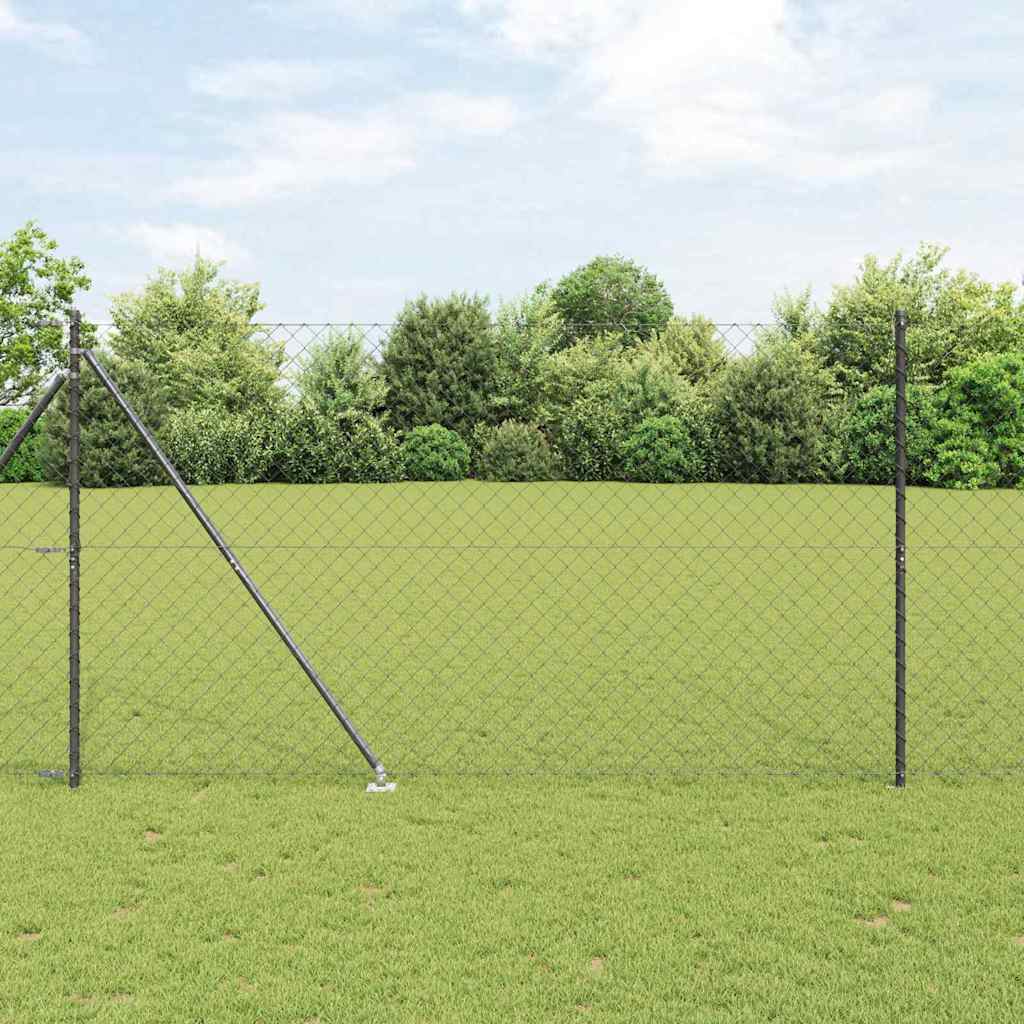 Chain Link Fence with Posts Grey 1.6 x 10 m Steel