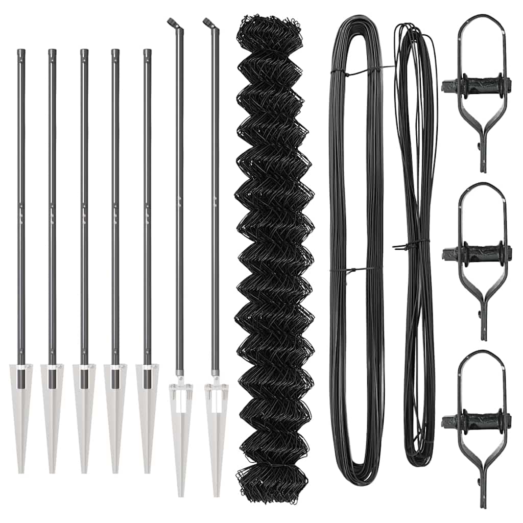 Chain Link Fence with Posts Grey 1.6 x 10 m Steel