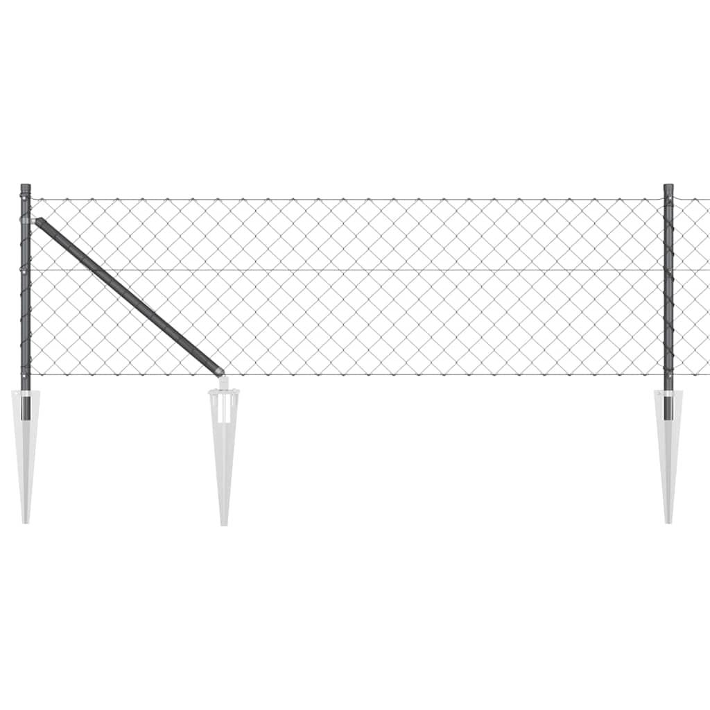 Chain Link Fence with Posts Grey 0.4 x 25 m Steel
