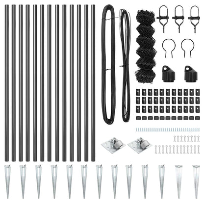 Chain Link Fence with Posts Grey 0.4 x 25 m Steel