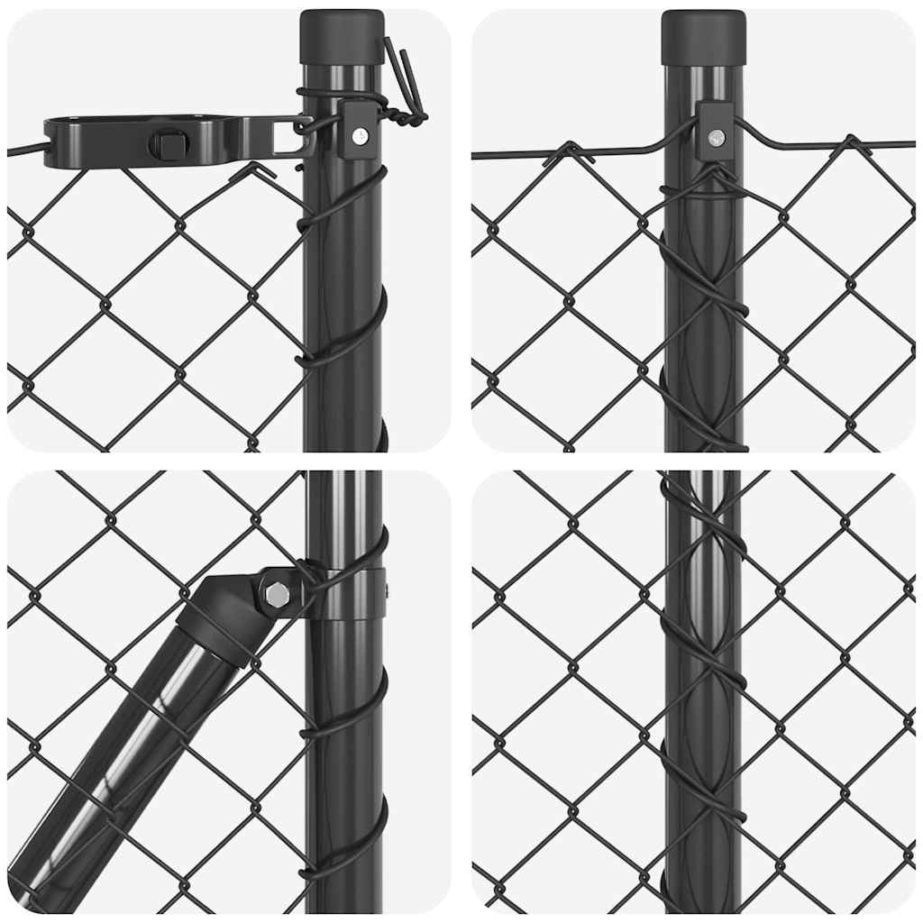 Chain Link Fence with Posts Grey 0.6 x 25 m Steel