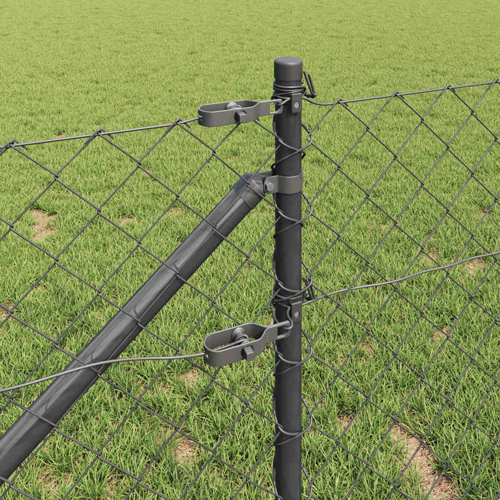 Chain Link Fence with Posts Grey 0.6 x 25 m Steel