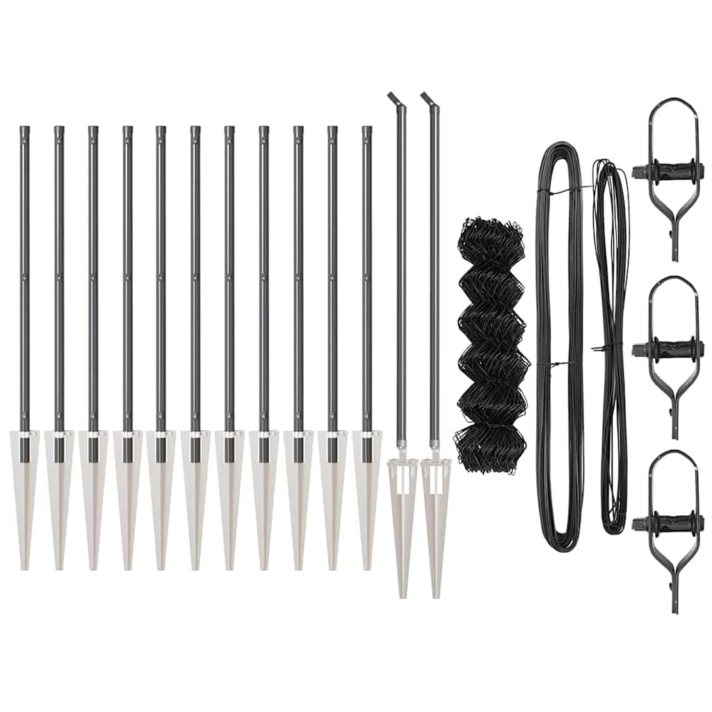Chain Link Fence with Posts Grey 0.6 x 25 m Steel