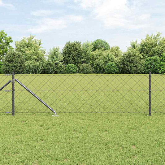 Chain Link Fence with Posts Grey 0.8 x 25 m Steel