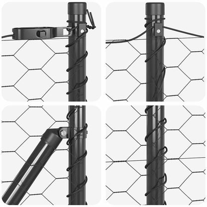 Chain Link Fence with Posts Grey 1 x 25 m Steel