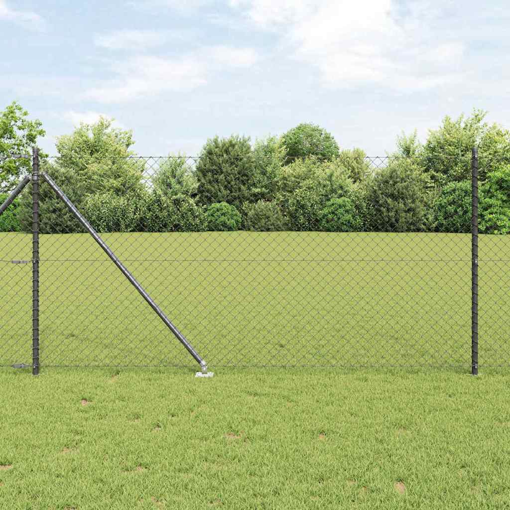Chain Link Fence with Posts Grey 1 x 25 m Steel