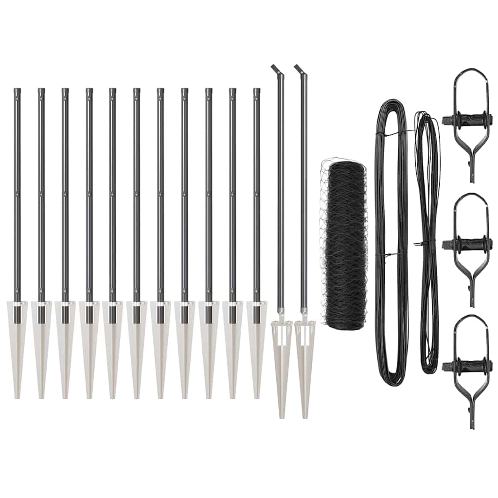 Chain Link Fence with Posts Grey 1 x 25 m Steel