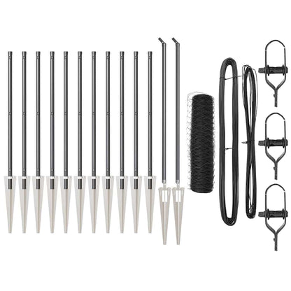 Chain Link Fence with Posts Grey 1 x 25 m Steel