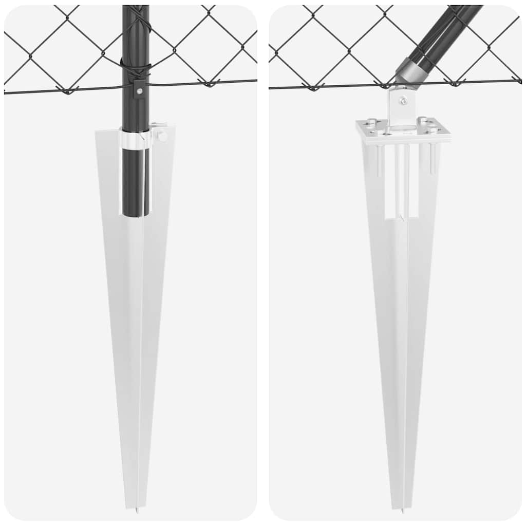 Chain Link Fence with Posts Grey 0.4 x 25 m Steel