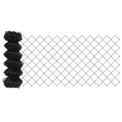 Chain Link Fence with Posts Grey 0.4 x 25 m Steel