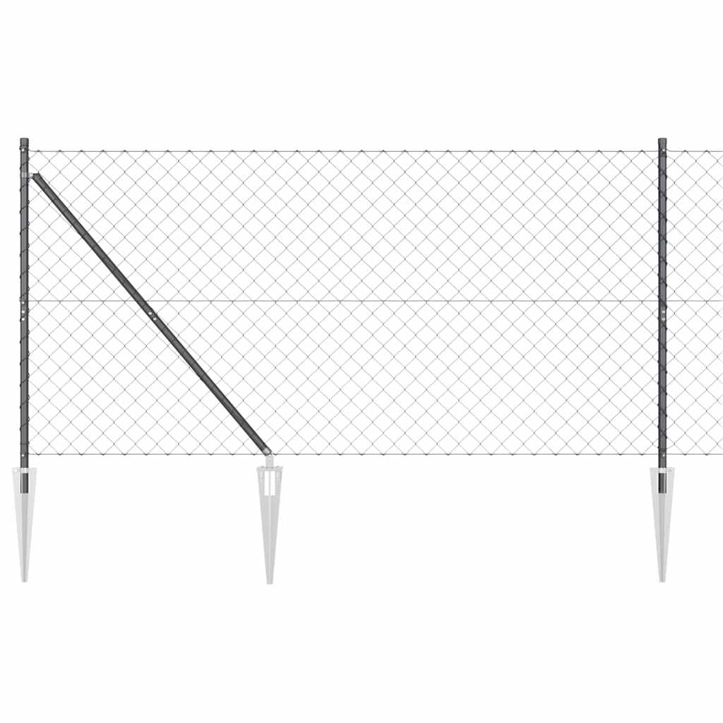 Chain Link Fence with Posts Grey 1.4 x 25 m Steel