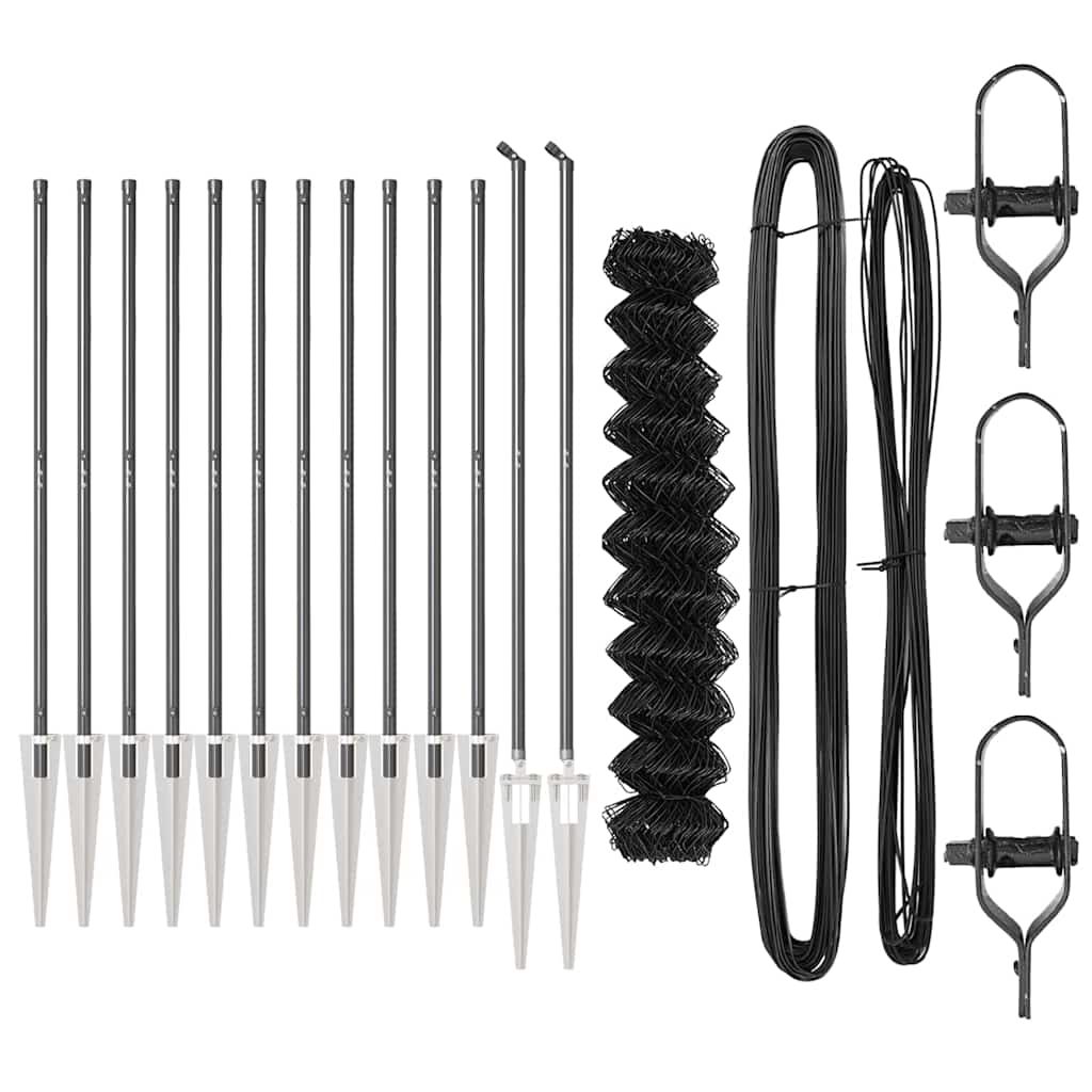 Chain Link Fence with Posts Grey 1.4 x 25 m Steel