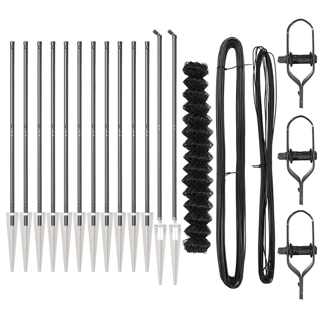 Chain Link Fence with Posts Grey 1.6 x 25 m Steel