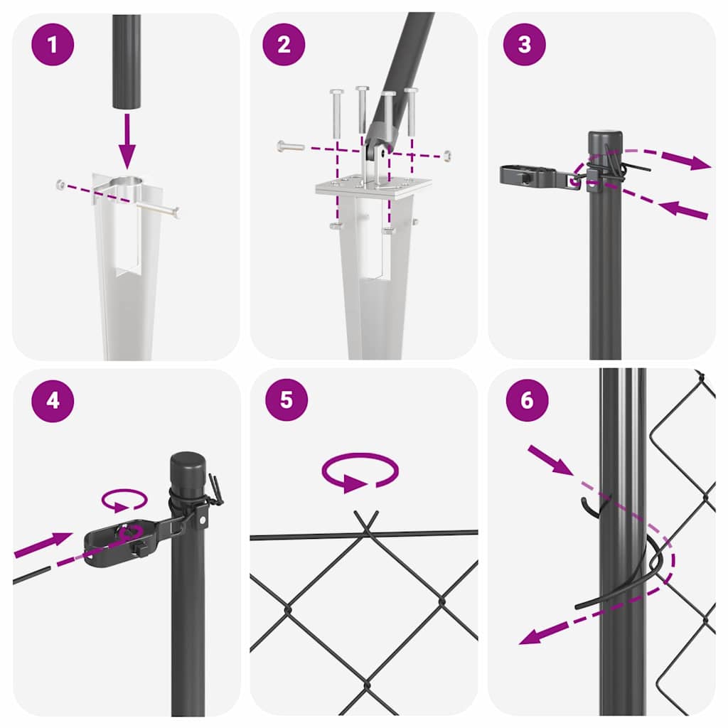 Chain Link Fence with Posts Grey 1.6 x 25 m Steel