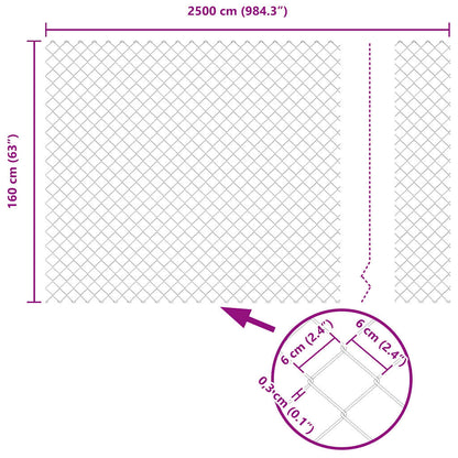 Chain Link Fence with Posts Grey 1.6 x 25 m Steel