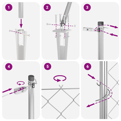 Chain Link Fence with Posts Silver 0.4 x 10 m Steel