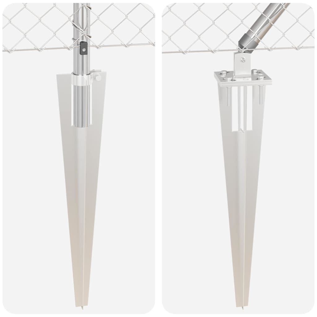 Chain Link Fence with Posts Silver 0.6 x 10 m Steel