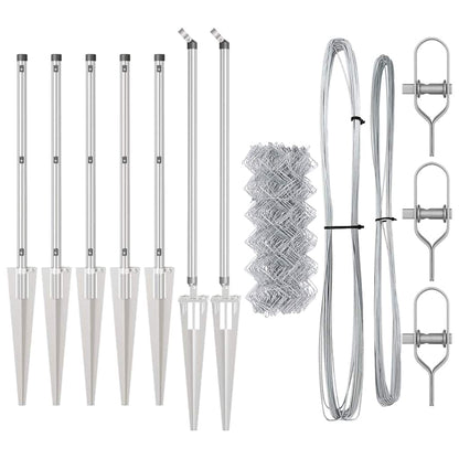 Chain Link Fence with Posts Silver 0.6 x 10 m Steel