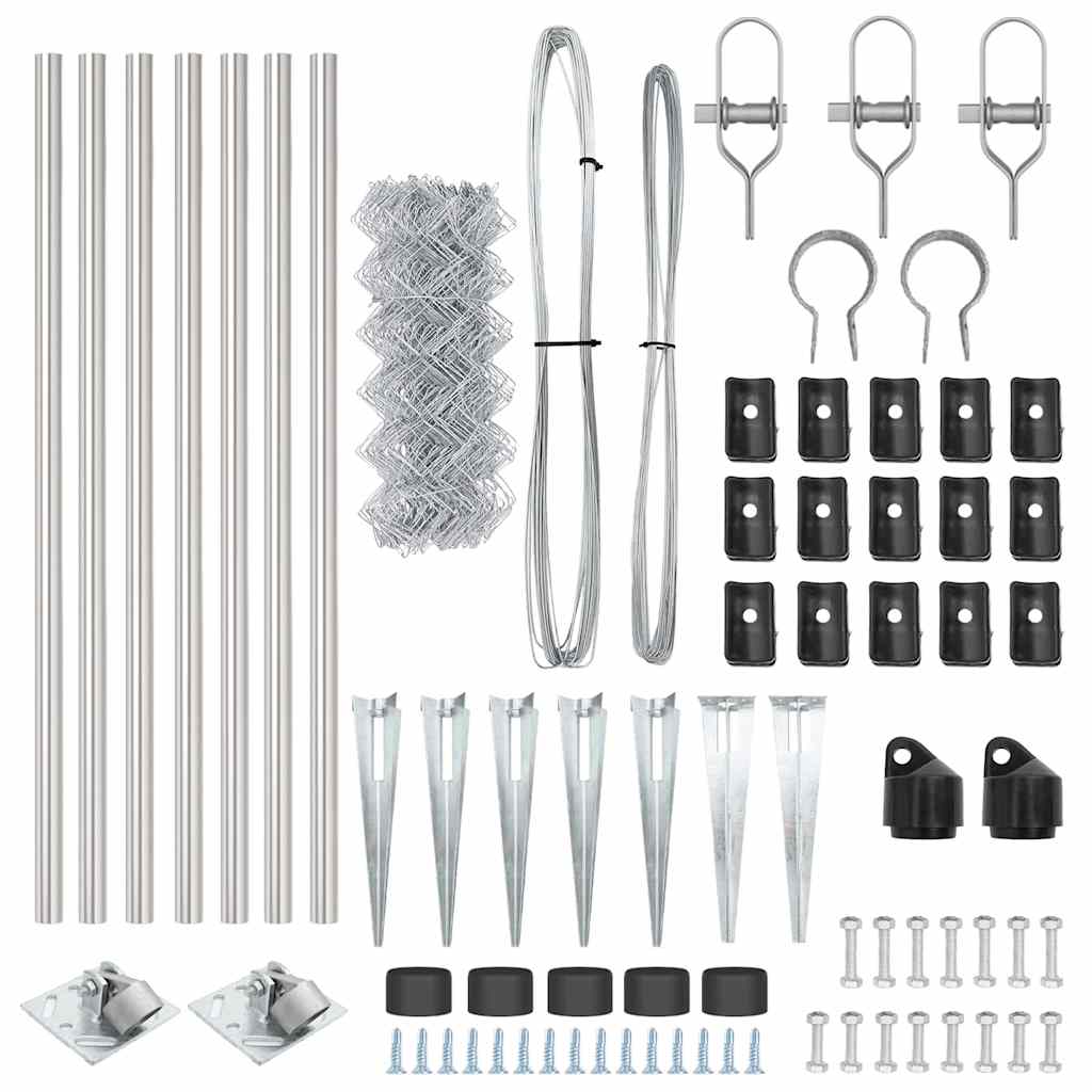 Chain Link Fence with Posts Silver 0.6 x 10 m Steel